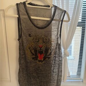 Chaser Sheer Black Tiger Graphic Tank Top
